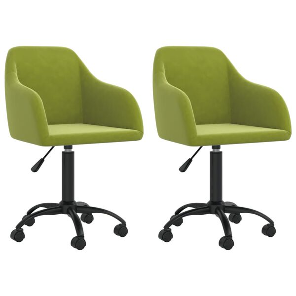 vidaXL Chaises pivotantes &agrave; manger lot de 2 vert clair velours