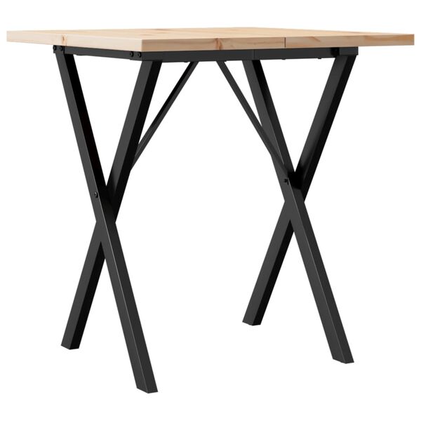 vidaXL Table à manger cadre en X 70x70x75,5cm bois de pin massif acier