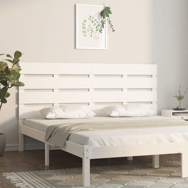 vidaXL T&ecirc;te de lit Blanc 180x3x80 cm Bois massif de pin