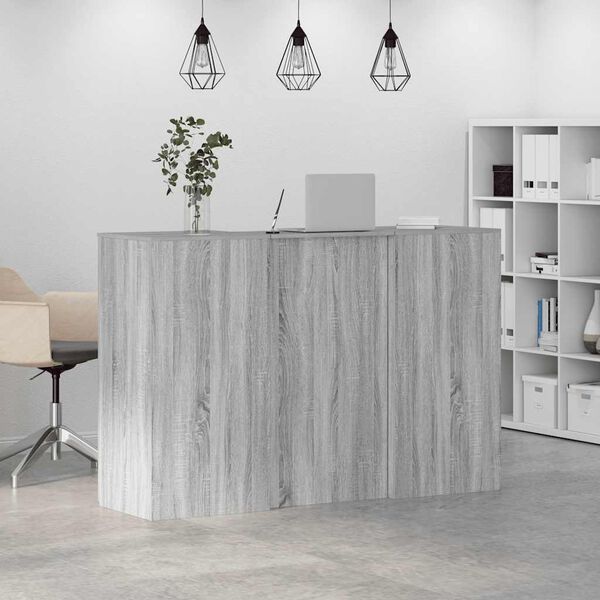 vidaXL Bureau de r&eacute;ception sonoma gris 155x50x103,5 cm bois ing&eacute;nierie