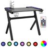vidaXL Bureau de jeu &agrave; LED en forme de Y noir 110x60x75 cm