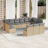 vidaXL Salon de jardin avec coussins 13 pcs beige r&eacute;sine tress&eacute;e