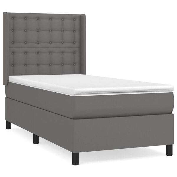 vidaXL Sommier &agrave; lattes de lit avec matelas Gris 80x200 cm Similicuir