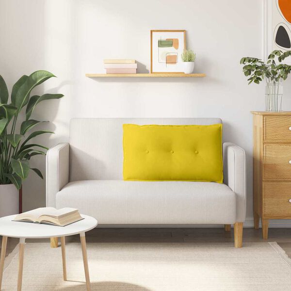 vidaXL Coussin de Dos Jaune 80 x 50 cm Tissu en velours c&ocirc;tel&eacute;