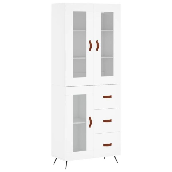 vidaXL Buffet haut Blanc 69,5x34x180 cm Bois d'ing&eacute;nierie