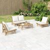 vidaXL Salon de jardin 4 pcs avec coussins blanc crème bambou