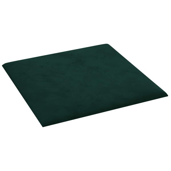 vidaXL T&ecirc;te de lit murale 12 pcs Vert fonc&eacute; 30 x 30 cm Velours