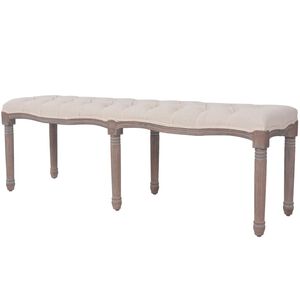 vidaXL Banc Lin Bois massif 150 x 40 x 48 cm Blanc cr&egrave;me