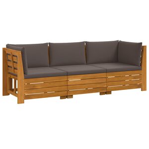 vidaXL Ensemble de canap&eacute;s d'ext&eacute;rieur avec coussin 3 Pi&egrave;ce Marron