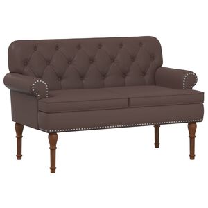 vidaXL Canap&eacute; love seat avec capitonnage en boutons Marron Simili cuir
