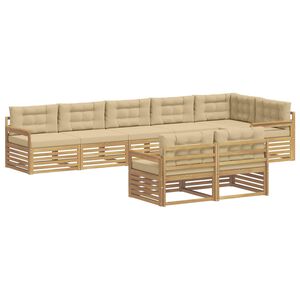 vidaXL Ensemble de canap&eacute;s d'ext&eacute;rieur 8 pc Blanc et Beige Polyester