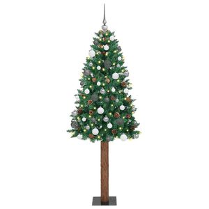 vidaXL Sapin de No&euml;l mince Vert 210 cm PVC et bois de pin massif
