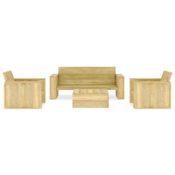 vidaXL Salon de jardin 4 pcs Bois de pin impr&eacute;gn&eacute;