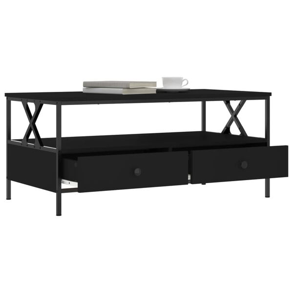 vidaXL Table basse noir 100x51x45 cm bois d'ing&eacute;nierie