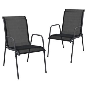 vidaXL Chaises de jardin lot de 2 Acier et textil&egrave;ne Noir