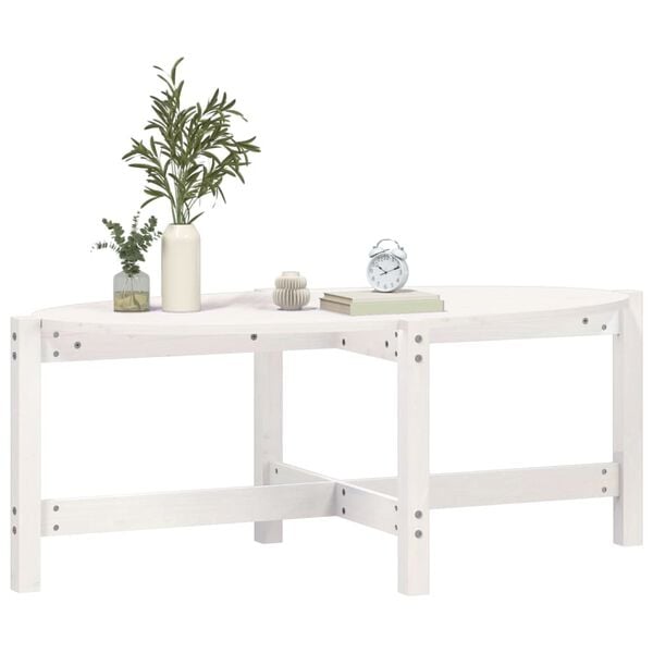 vidaXL Table basse Blanc 118x63x45 cm Bois massif de pin