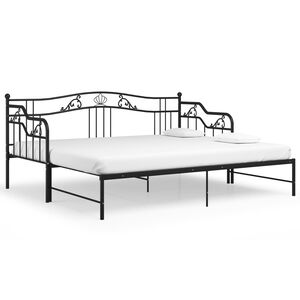vidaXL Cadre de canap&eacute;-lit extensible sans matelas Noir M&eacute;tal 90x200cm