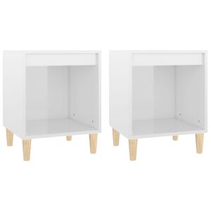 vidaXL Tables de chevet 2 pcs Blanc brillant 40x35x50 cm