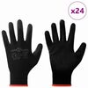 vidaXL Gants de Travail 24 pcs Noir 7 / S Polyester