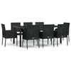 vidaXL Ensemble &agrave; manger jardin 9pcs et coussins noir r&eacute;sine tress&eacute;e