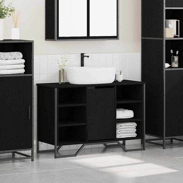vidaXL Meuble de Lavabo de Salle de Bain Chêne noir 91 x 35 x 60 cm