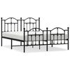 vidaXL Cadre de lit m&eacute;tal sans matelas avec pied de lit noir 140x190cm