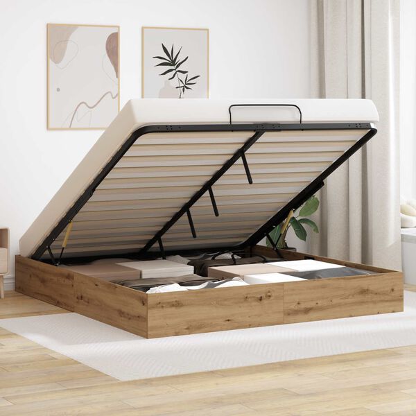 vidaXL Cadre de lit ottoman Ch&ecirc;ne artisan 203 x 160 x 25 cm