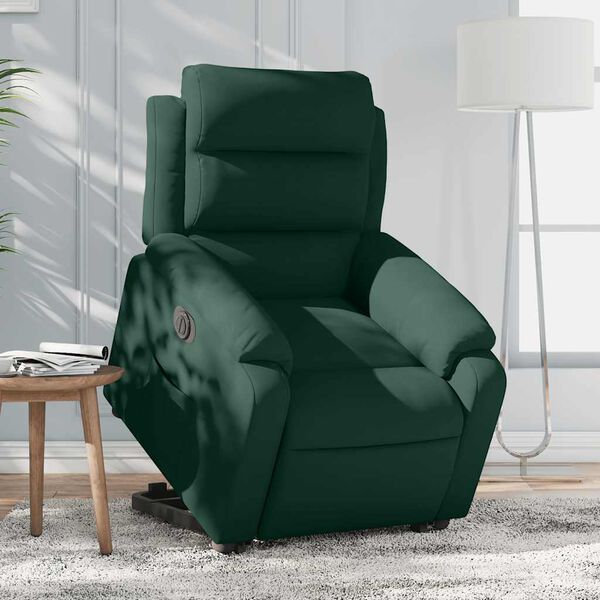 vidaXL Fauteuil inclinable &eacute;lectrique vert fonc&eacute; velours