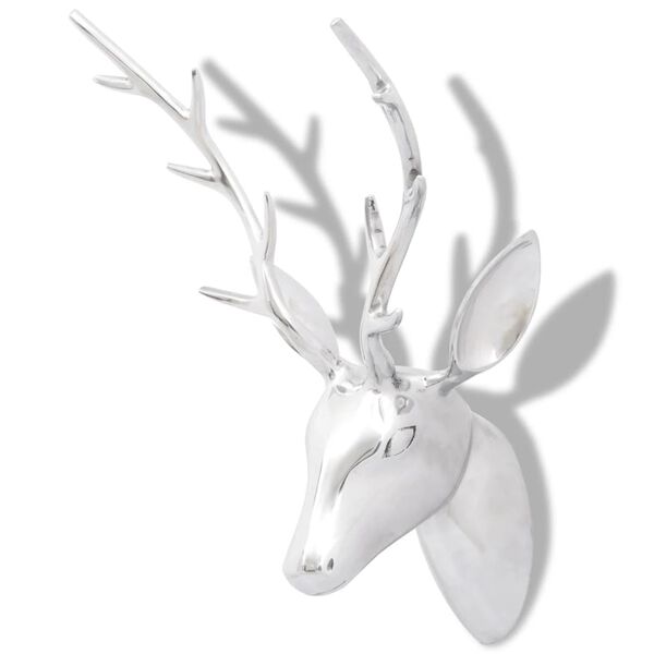 vidaXL Décoration murale de tête de cerf Aluminium Argenté 62 cm