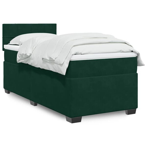 vidaXL Sommier &agrave; lattes de lit avec matelas Vert fonc&eacute; 100x200 cm