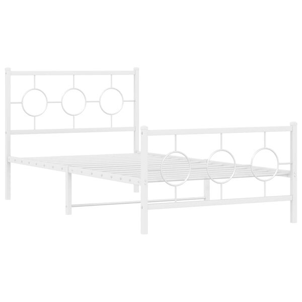 vidaXL Cadre de lit métal sans matelas et pied de lit blanc 100x190 cm