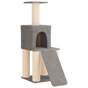 vidaXL Arbre &agrave; chat avec poteaux &agrave; griffer en sisal Gris clair 146 cm