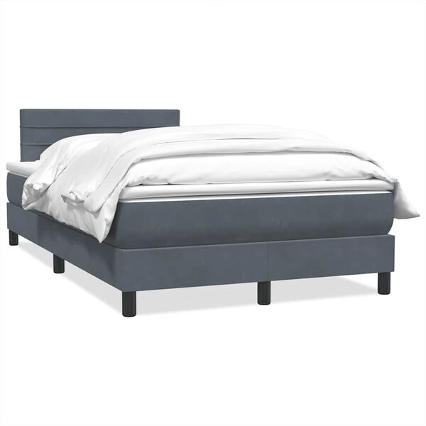 vidaXL Sommier &agrave; lattes de lit et matelas gris fonc&eacute; 120x220cm velours