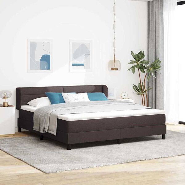 vidaXL Lit &agrave; ressorts avec matelas Marron fonc&eacute; 180 x 200 cm tissu