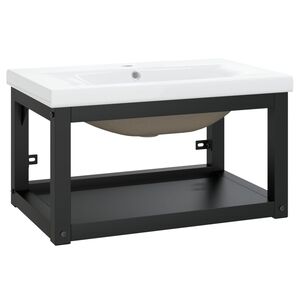 vidaXL Cadre de lavabo de salle de bain vasque &agrave; encastrer Noir Fer