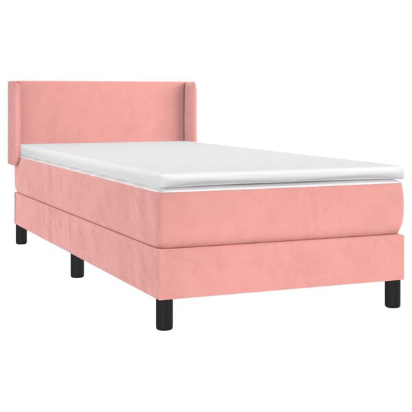 vidaXL Sommier &agrave; lattes de lit avec matelas Rose 90x190 cm Velours