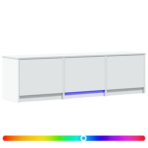 vidaXL Meuble TV avec LED 140 x 34 x 40 cm Blanc Bois d&rsquo;ing&eacute;nierie