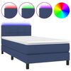vidaXL Sommier &agrave; lattes de lit avec matelas et LED Bleu 90x190cm Tissu