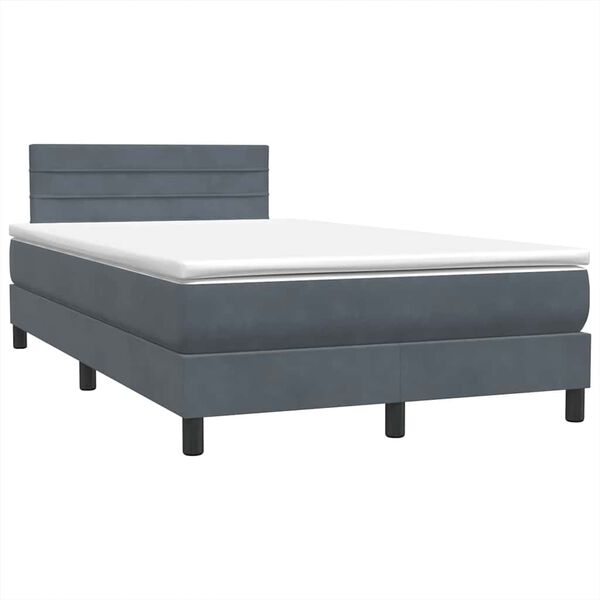 vidaXL Sommier &agrave; lattes de lit et matelas gris fonc&eacute; 120x220cm velours