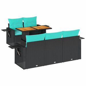 vidaXL Salon de jardin 6 pcs avec coussins noir r&eacute;sine tress&eacute;e