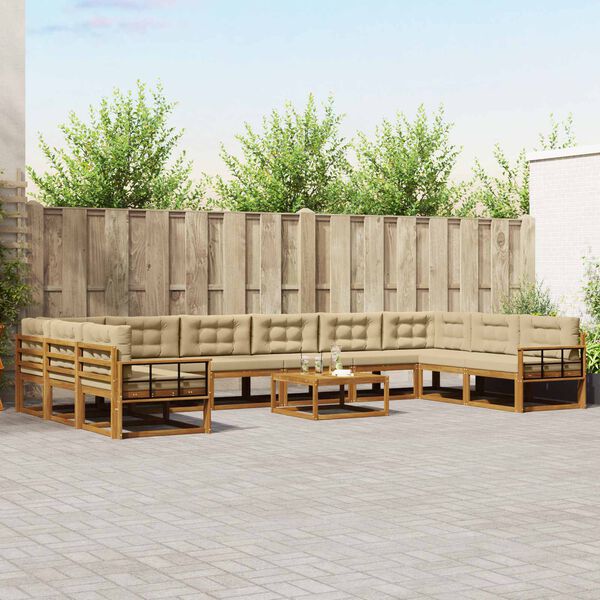 vidaXL Ensemble de canap&eacute;s d'ext&eacute;rieur 11 pcs Naturel et Beige