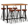 vidaXL Ensemble de bar 7 pcs Bois d'acacia Cuir v&eacute;ritable et toile