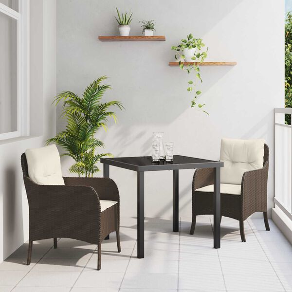 vidaXL Ensemble de salle &agrave; manger pour jardin 3 pcs Marron polyrotin