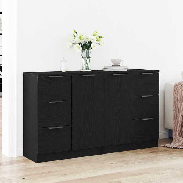 vidaXL Buffet Ch&ecirc;ne noir 120 x 30 x 70 cm Bois d'ing&eacute;nierie