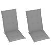 vidaXL Chaises de jardin lot de 2 et coussins gris Bois de teck massif