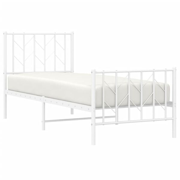 vidaXL Cadre de lit métal sans matelas avec pied de lit blanc 75x190cm