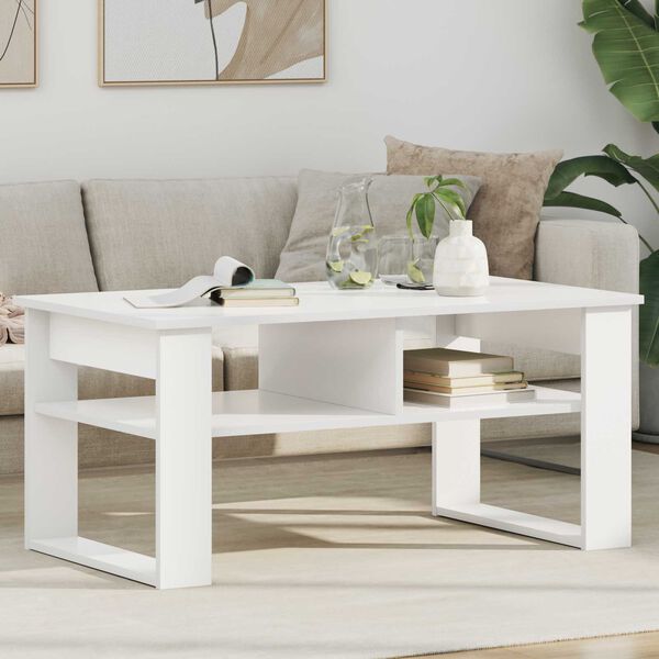vidaXL Table basse Blanc 96 x 54 x 44 cm Bois d'ing&eacute;nierie
