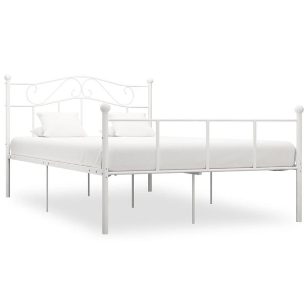 vidaXL Cadre de lit sans matelas blanc m&eacute;tal 140x200 cm