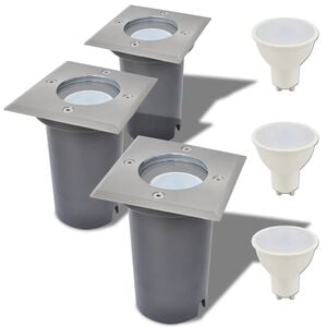 vidaXL Lampes au sol &agrave; LED d'ext&eacute;rieur 3 pcs carr&eacute;