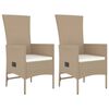 vidaXL Ensemble &agrave; manger de jardin et coussins 3 pcs Beige poly rotin